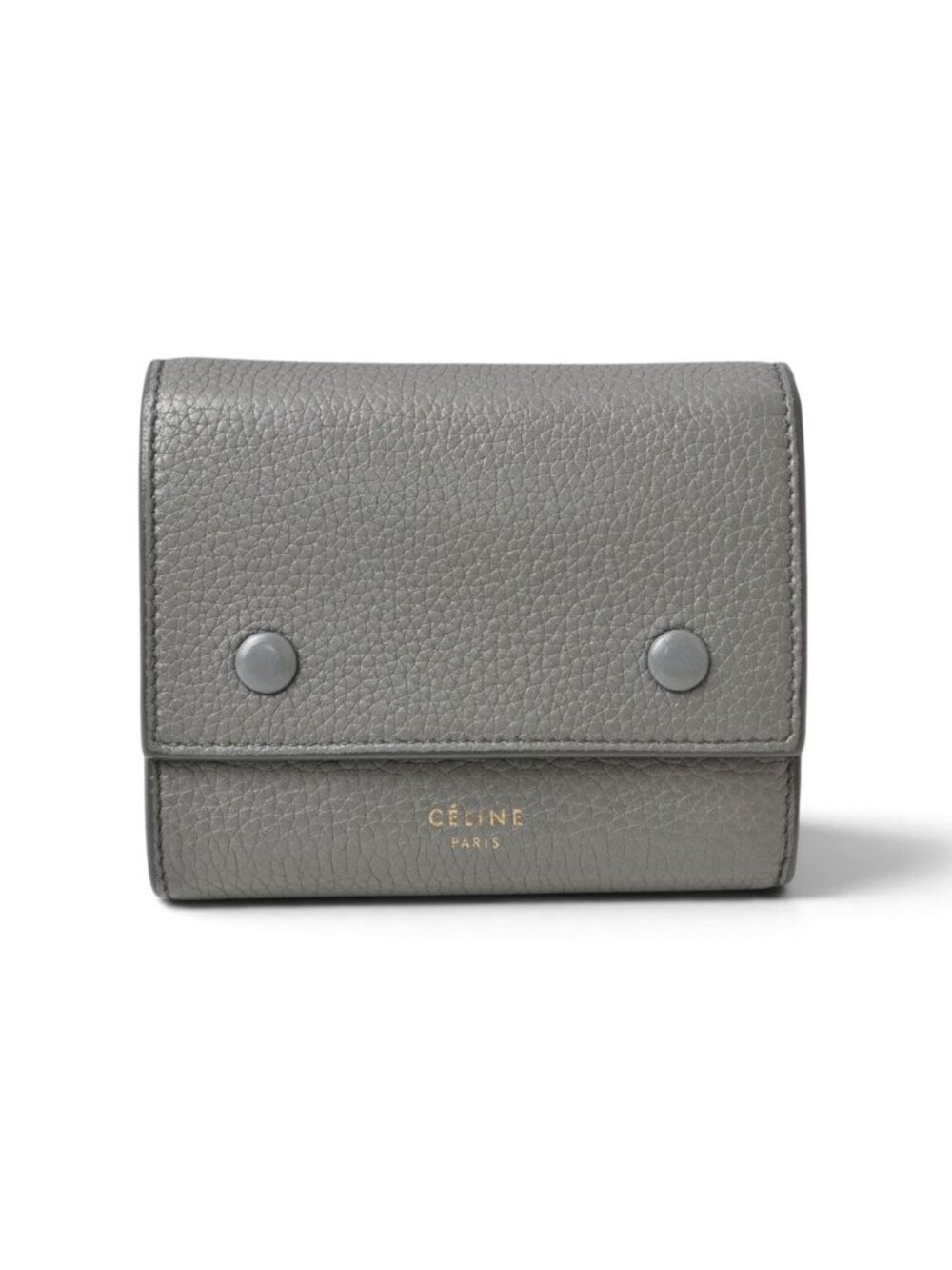 Celine Wallet Mini Small Folded Multi Function Trifold Gray Light Blue Leather